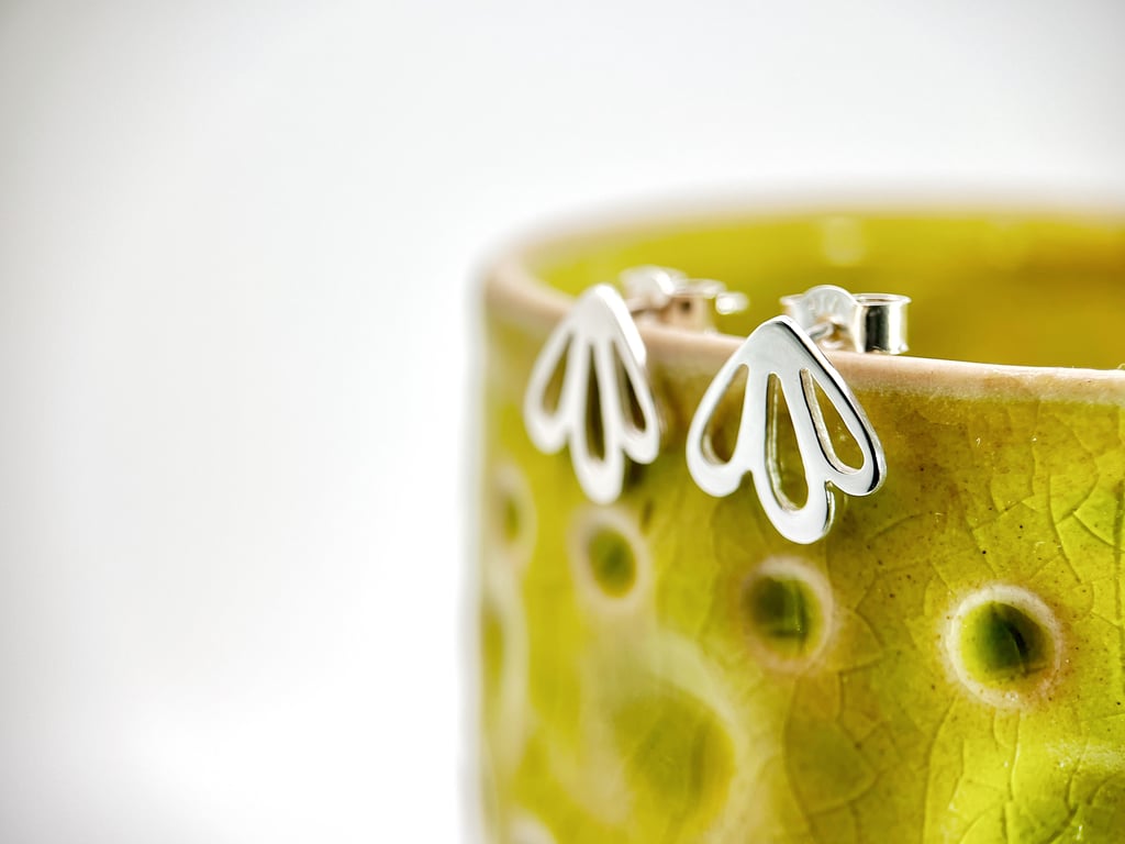 Sterling Silver Medium Floral Stud Earrings