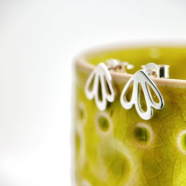 Sterling Silver Medium Floral Stud Earrings