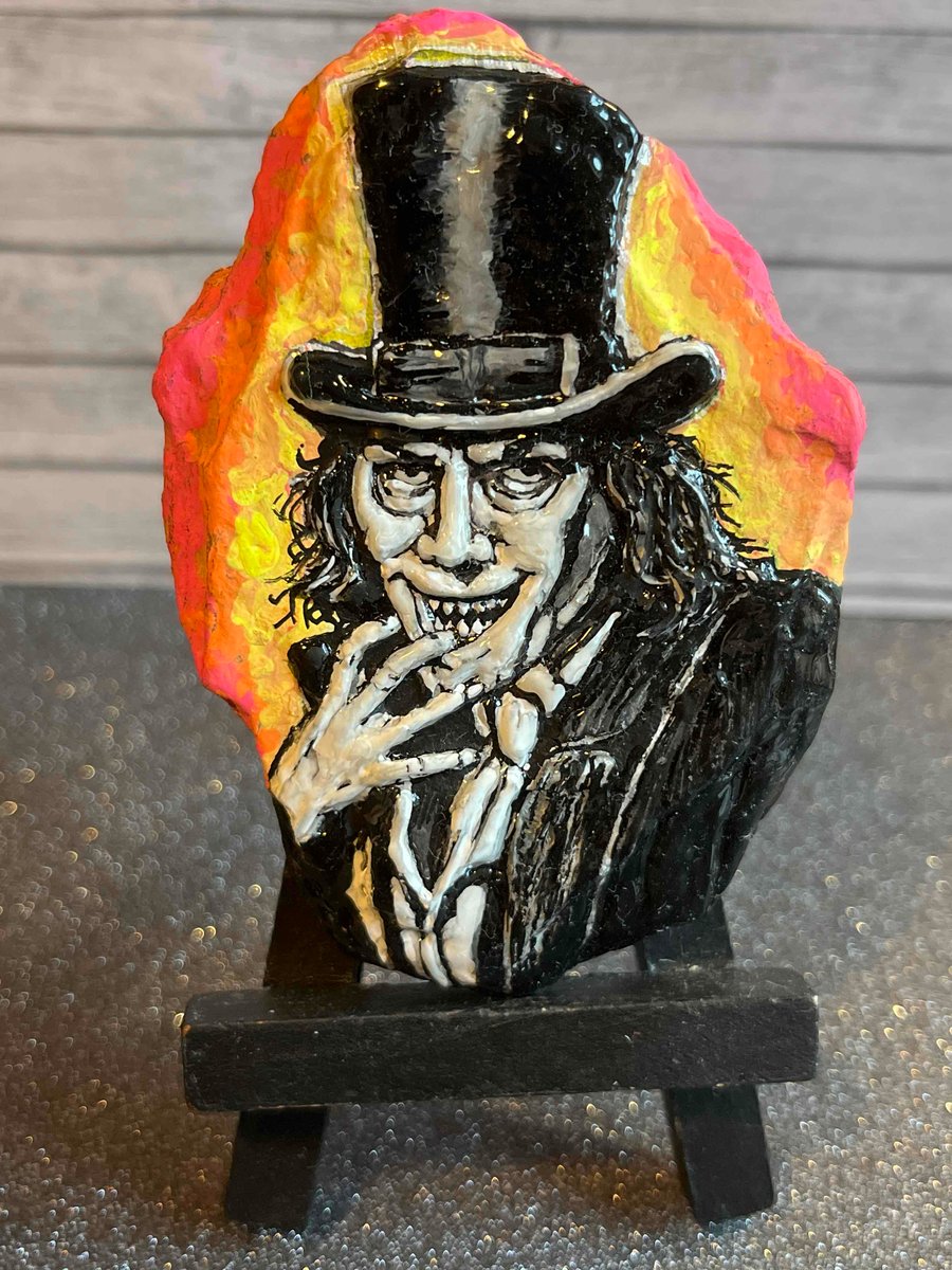Hand painted stone Professor Burke London After Midnight 
