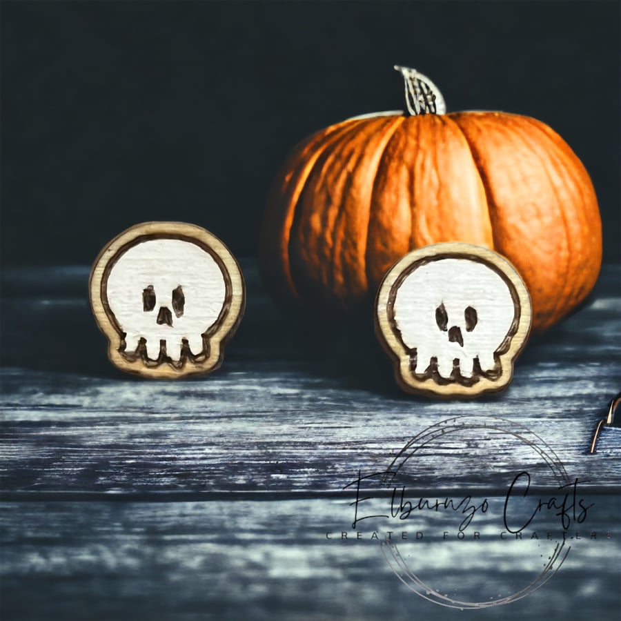 Cute Halloween skull stud earrings- handmade in Scotland