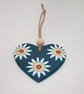 Floral Clay turquoise heart, pretty hanging decoration gift for the home - Image 6