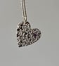 Silver heart necklace with lovely texture  - Image 1