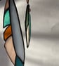 Blue, blue, and teal stained glass feather decoration - choice of 2 sizes - Image 2