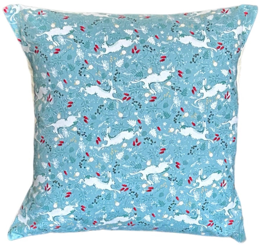 Leaping Hare, Easter Rabbit, Cushion Cover 18”x18”