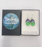 Light Green Spotty Fused Glass Drop Earrings - Image 3