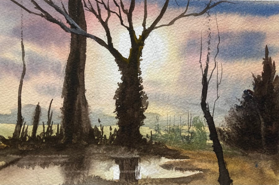Evening sunset (original watercolour painting) 
