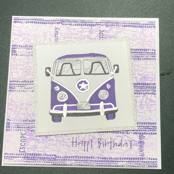 Square camper van birthday card