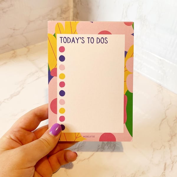 Today’s To Dos A6 Floral List Notepad 