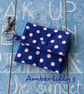 Keychain pouch mini for ear buds or keys blue and white polka  - Image 1