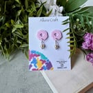 Elegant Blush Pink Twist Hoop & Pearl Earrings