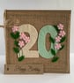 20th Handmade Birthday Card from felt. Keepsake Card. Textile card. - Image 2