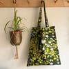 Vintage floral book bag shoulder straps reusable retro tote