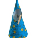 Quilted Handmade Peg Bag featuring bees-turquoise 
