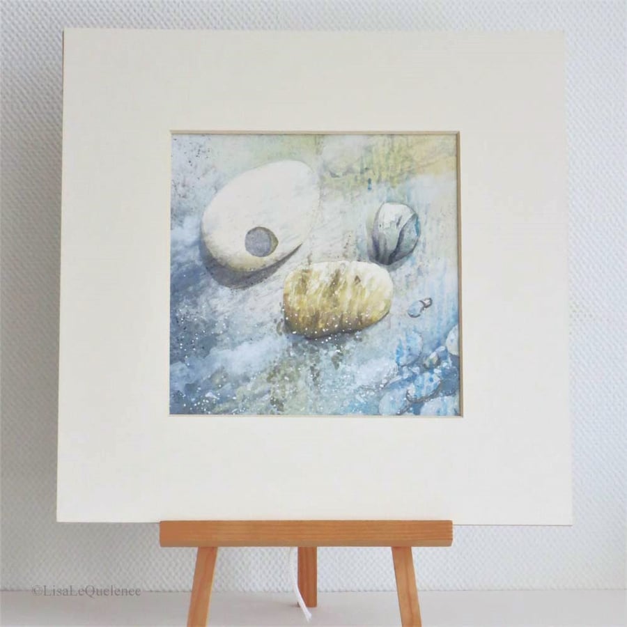 Seconds Sunday sale watercolour painting of pebbles 