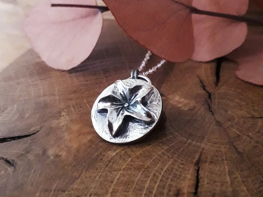 Tropical Flower Frangipani Silver Necklace 