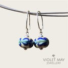 Blue and Green Patterned Glass Earrings