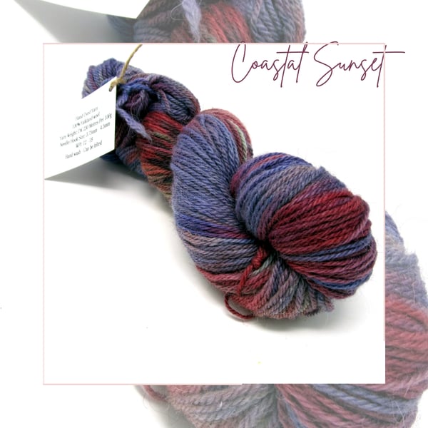 Coastal Sunset - Hand Dyed DK Falkland Wool Yarn 100g CS04 Knitting Crochet 