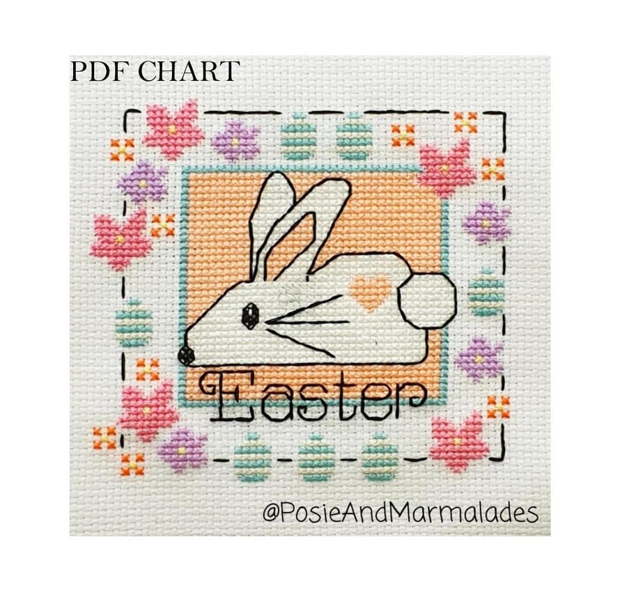Easter Bunny cross stitch Instant digital Download PDF Pattern chart