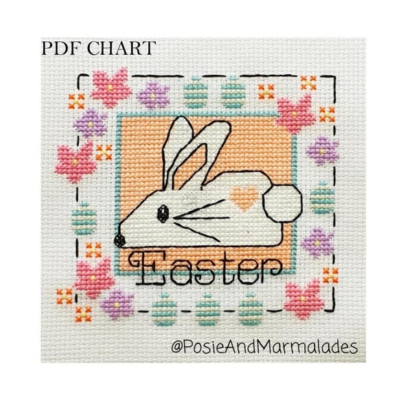 Easter Bunny cross stitch Instant digital Download PDF Pattern chart