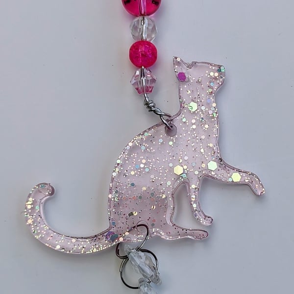 Sparkly Resin Sun Catcher Decoration - Cat 4