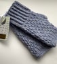 FINGERLESS MITTS , gloves ' Erme Trail '. Soft Wool blend. Blue. - Image 6