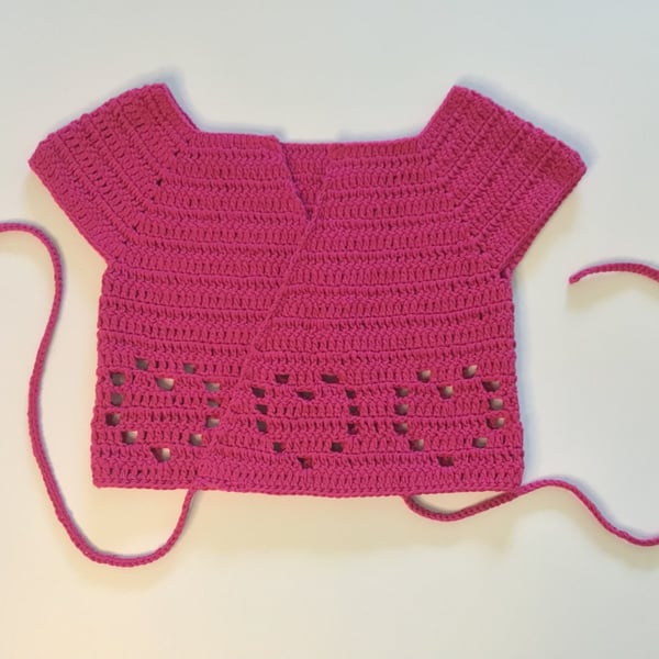 Ballet Style Cardigan Wrap Age 3-4 Years Heart Detail Hot Pink