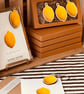 Lemon Wooden Ornament Yellow Fruit Hanging Decoration Summer Kitchen set of 3