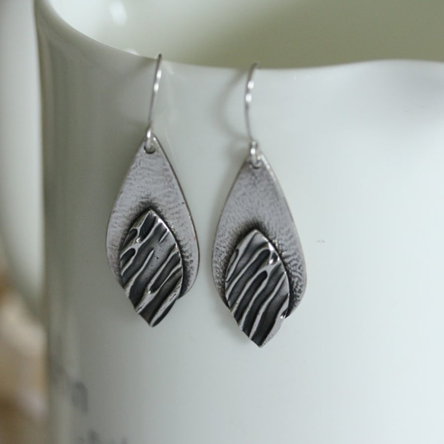 Large silver drop earrings