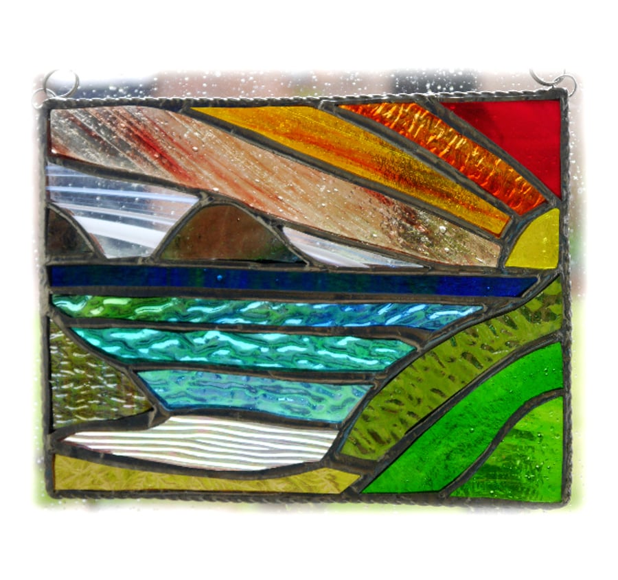 Sea View Panel Stained Glass Picture Landscape Sunset 
