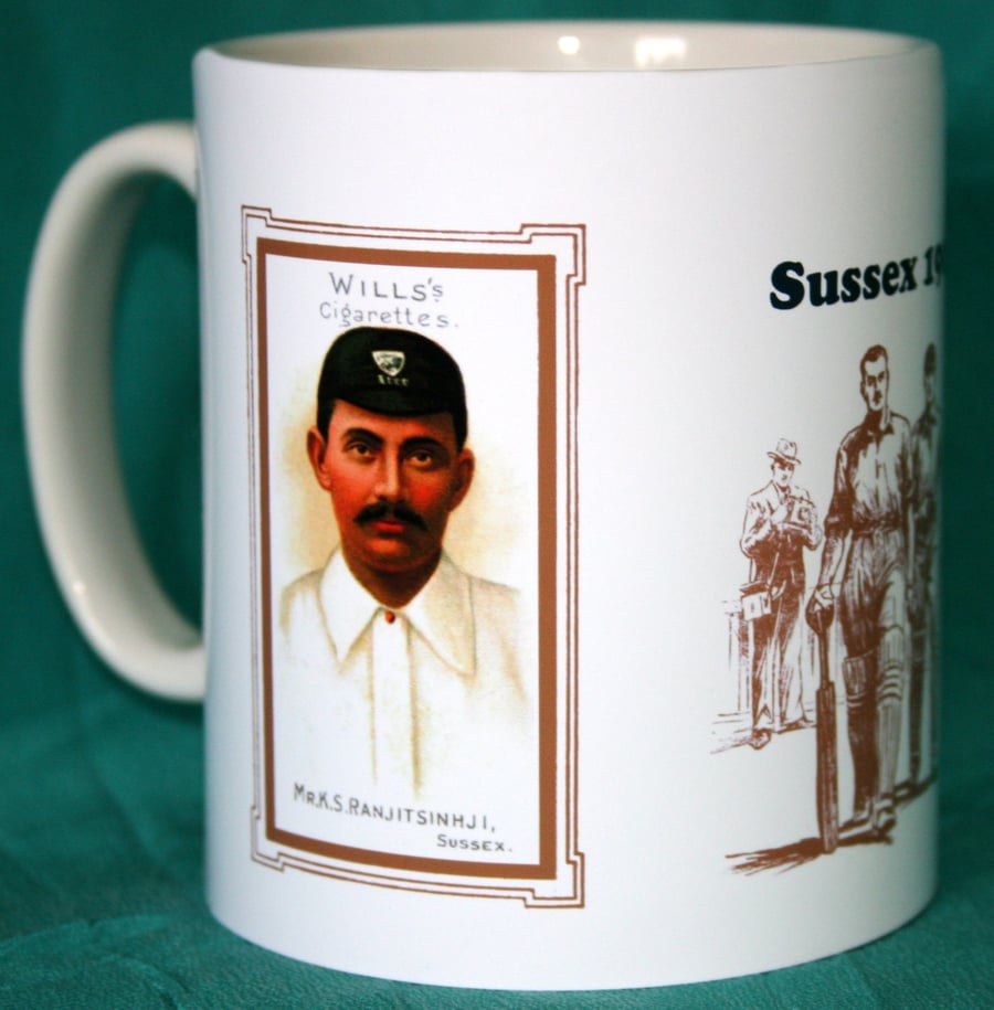 Cricket mug Sussex 1901 county players vintage design mug