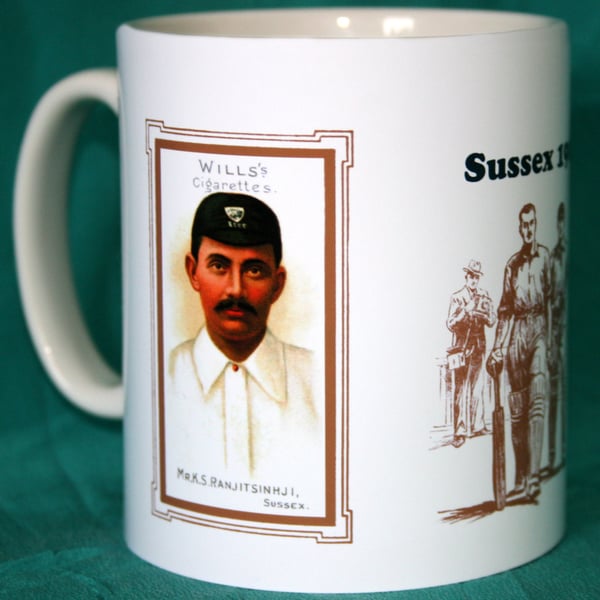 Cricket mug Sussex 1901 county players vintage design mug