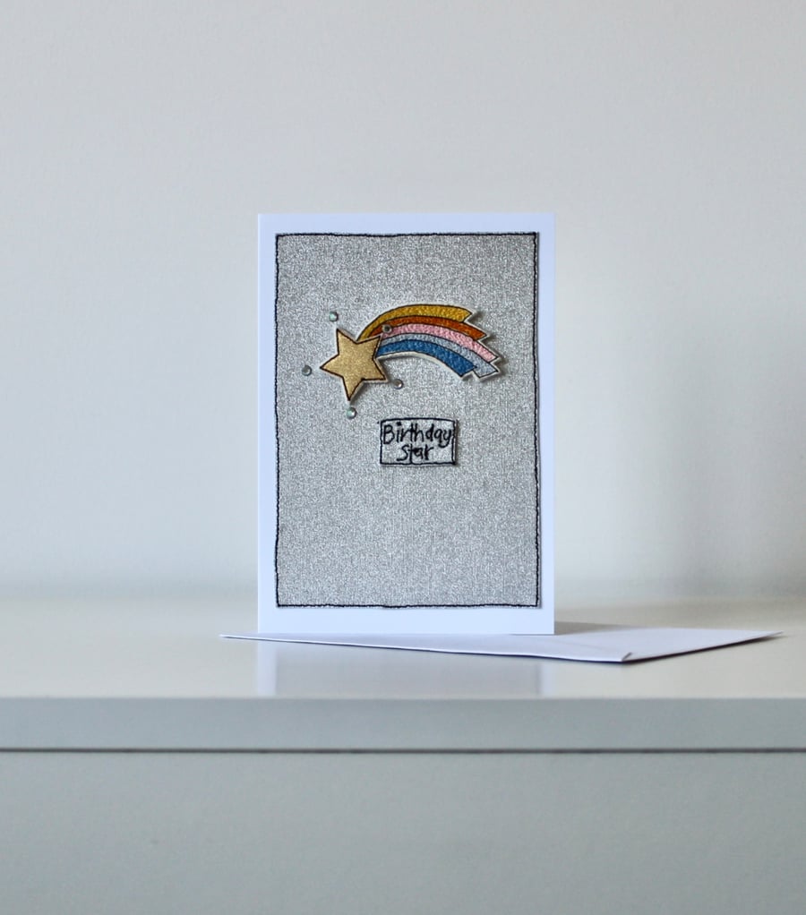 'Birthday Star' - Handmade Blank Card