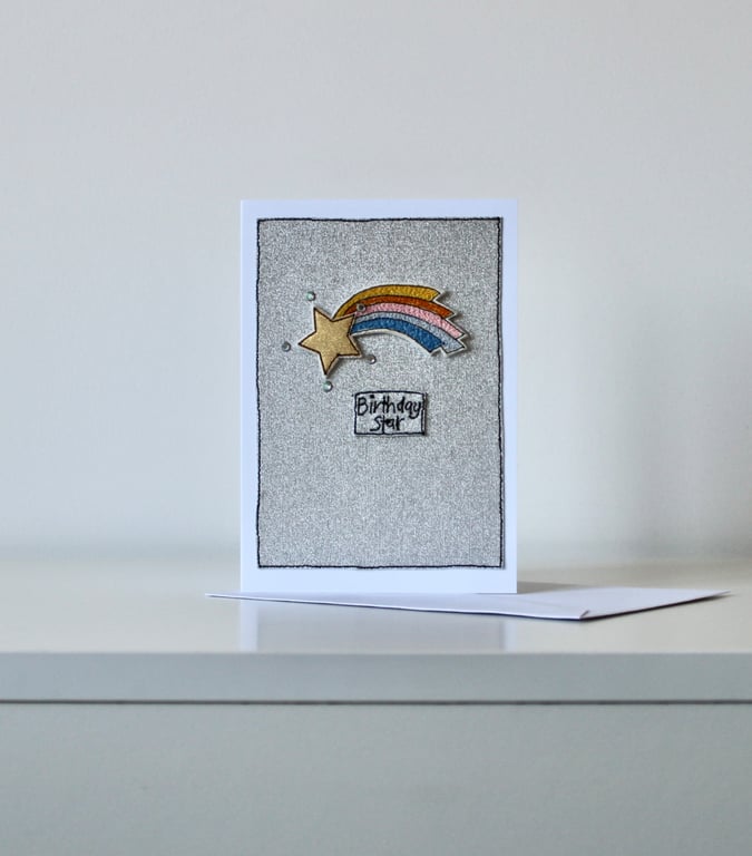 'Birthday Star' - Handmade Blank Card