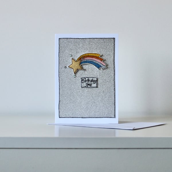 'Birthday Star' - Handmade Blank Card
