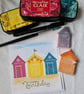 Beach hut birthday card handprinted - Image 2