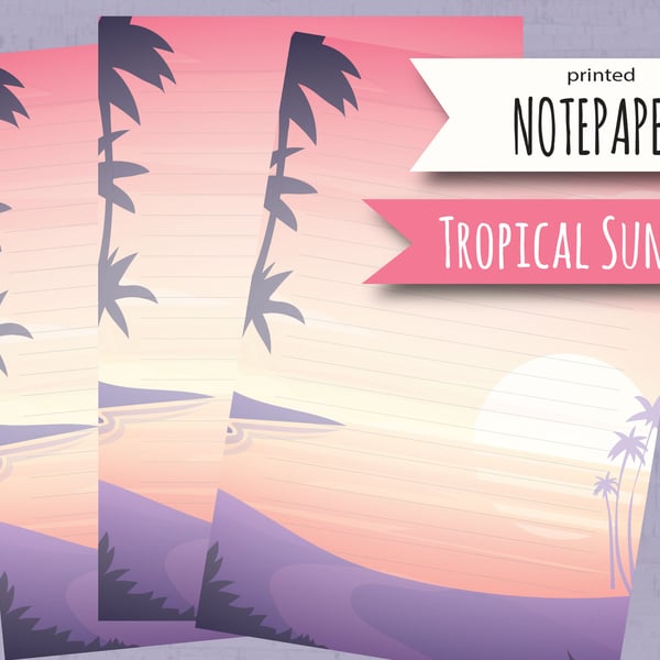 Letter Writing Paper Tropical Sunset