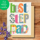 Plantable Wildflower Step Dad Card, Eco Friendly Father's Day Gift for Step Dad