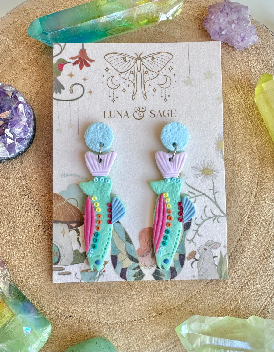 Handmade Colourful Fish Polymer Clay Earrings