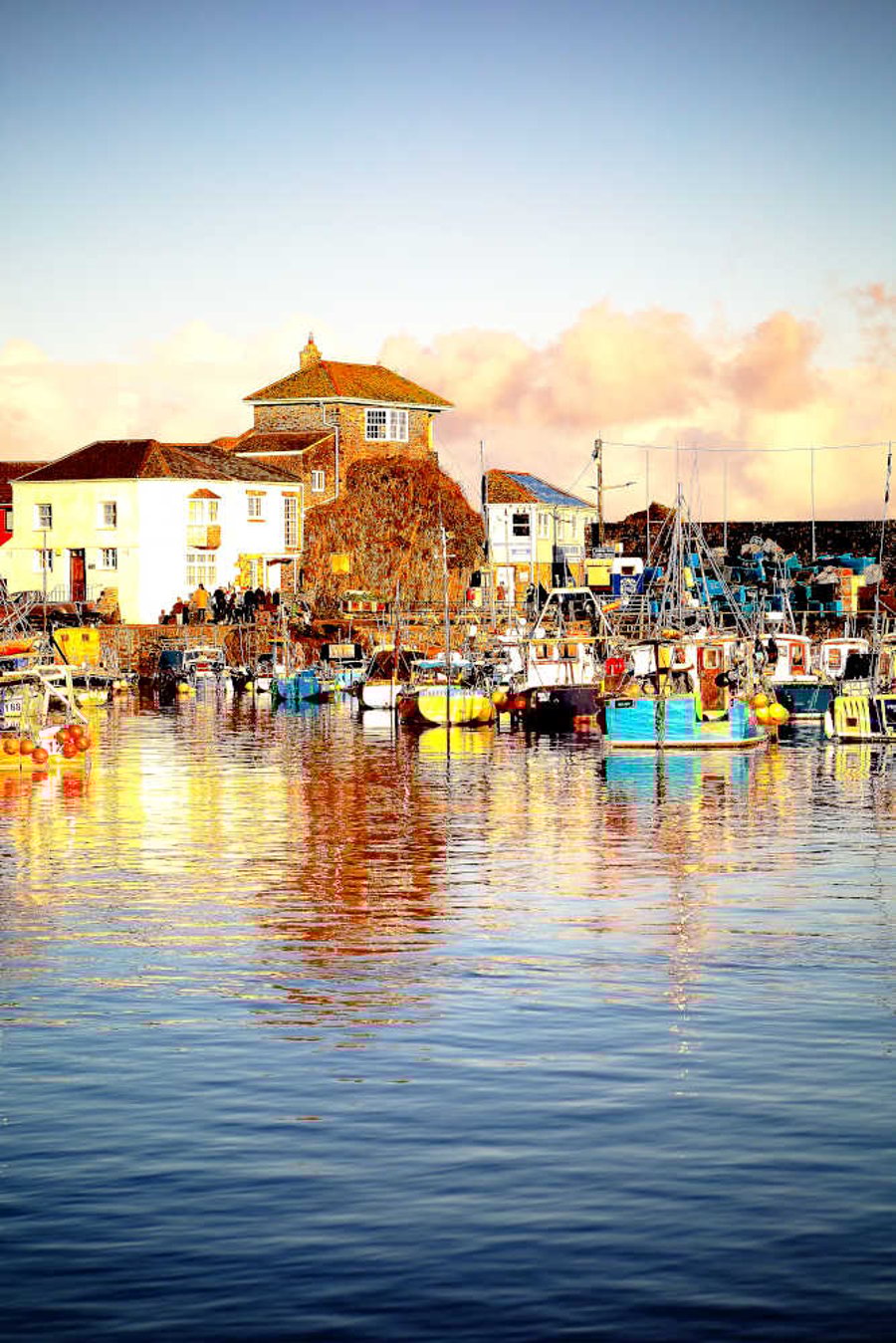 Mevagissey Harbour Print, Cornish Harbour photo picture, boats