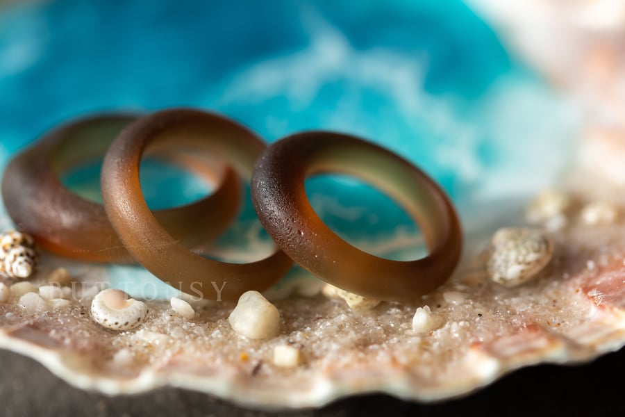 Sea Glass Ring Bottle Brown Resin Ring Resin Sea Glass Beach Jewelry Ocean Livin