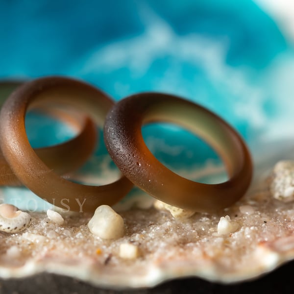 Sea Glass Ring Bottle Brown Resin Ring Resin Sea Glass Beach Jewelry Ocean Livin