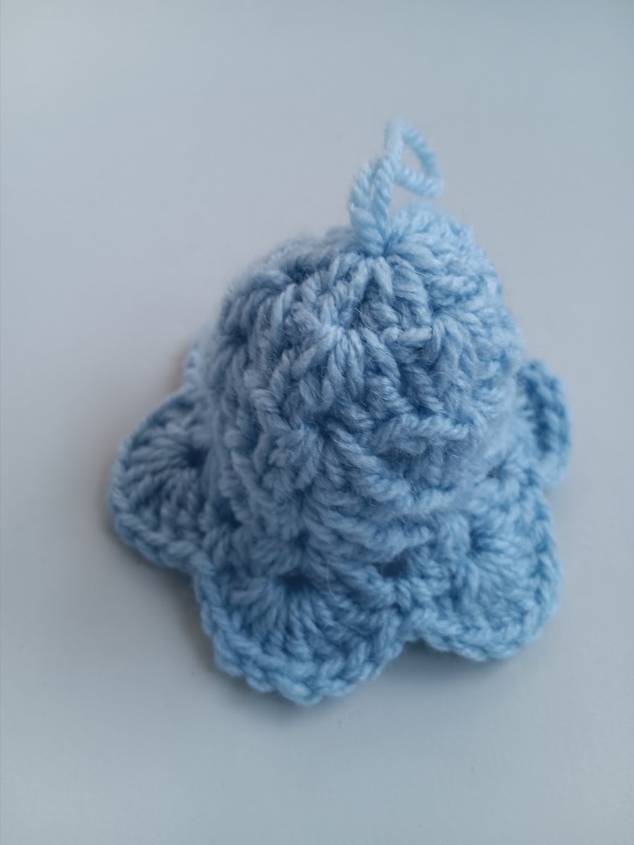 Crochet Christmas Bell (Light Blue) - festive decoration