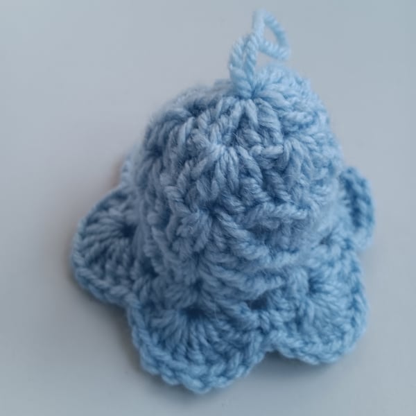 Crochet Christmas Bell (Light Blue) - festive decoration