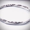 silver double twisted square bangle chunky - heavywieght - handmade