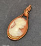 Vintage Cameo,  wire wrapped pendant in copper wire  - Image 4