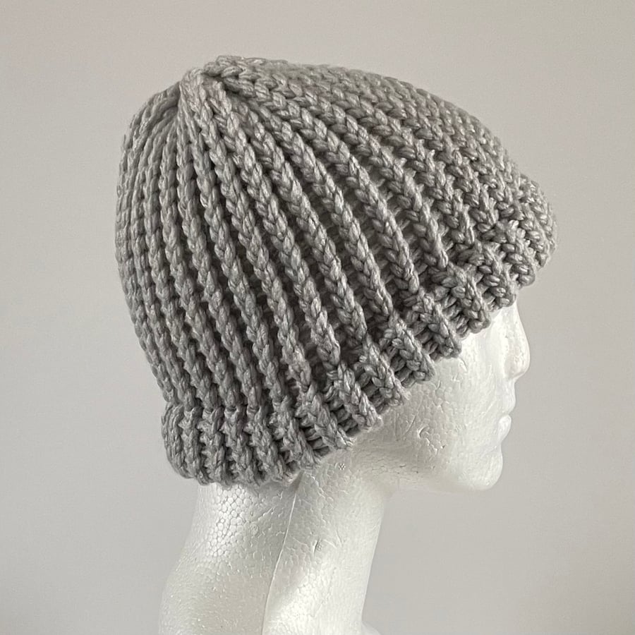 Chunky Woolly Hat with a Fixed Brim, perfectly imperfect