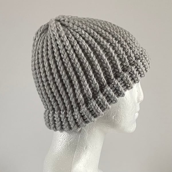 Chunky Woolly Hat with a Fixed Brim, perfectly imperfect