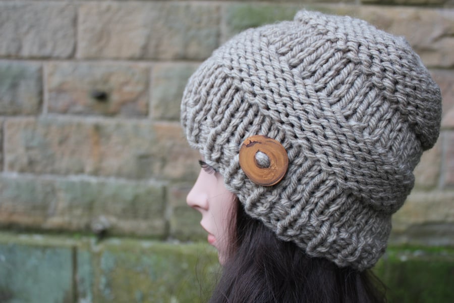 Hat chunky knit womens limestone shade, knitwear, gift ideas