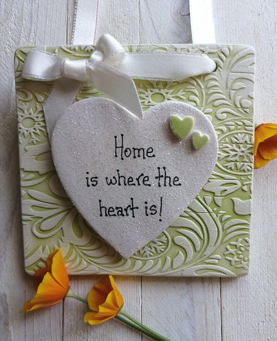 Home hanging ceramic tile heart