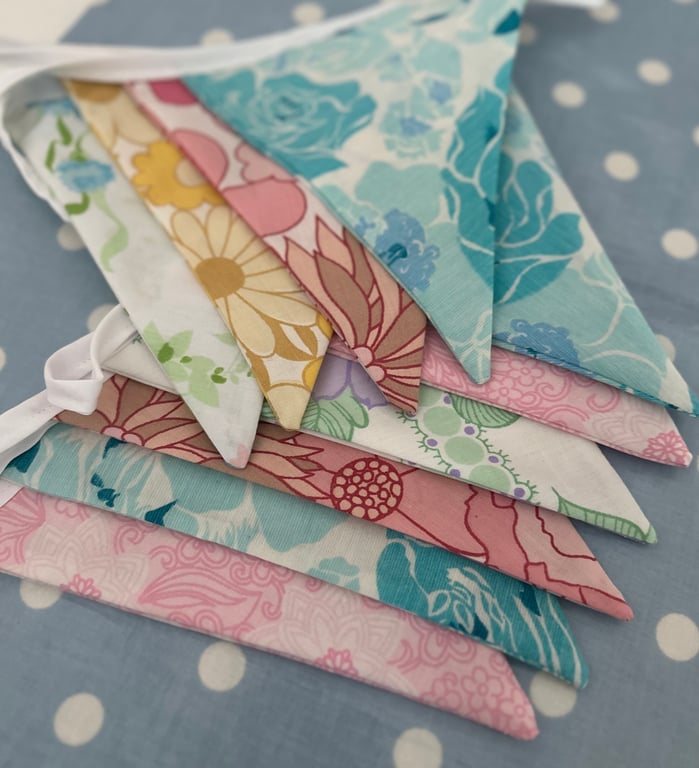Retro Vintage Fabric Bunting, Banner, 